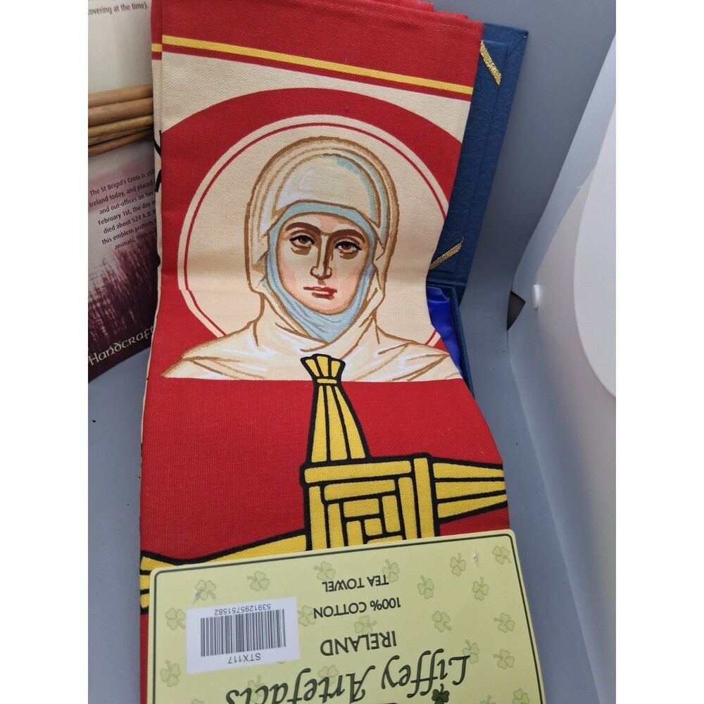 Saint St Brigid Kitchen Dish Tea Towel Irish Catholic Blessing Cross Liffey